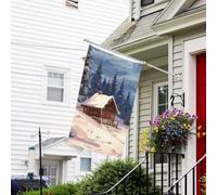 Bannière de drapeau double face résistante à la décoloration pour l'extérieur de la cour, drapeau de bienvenue dans les bois, bannière de vœux personnalisée pour maison de fête