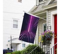Bannière de drapeau double face résistante à la décoloration pour l'extérieur, drapeau de bienvenue à rayons violets, bannière de vœux personnalisée pour fête maison