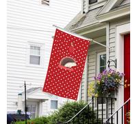 Bannière de drapeau double face résistante à la décoloration pour l'extérieur - Drapeau de bienvenue à pois rouges - Bannière de vœux personnalisée pour fête et maison