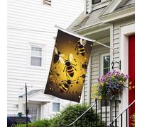 Bannière de drapeau double face résistante à la décoloration pour l'extérieur, drapeau de bienvenue à motif d'abeille, bannière de vœux personnalisée pour fête maison