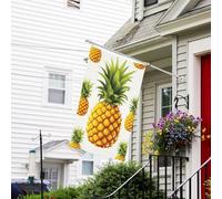 Bannière de drapeau double face résistante à la décoloration pour l'extérieur, drapeau de bienvenue à l'ananas jaune, bannière de vœux personnalisée pour fête maison