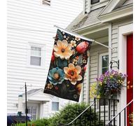 Bannière de drapeau double face résistante à la décoloration pour l'extérieur, drapeau de bienvenue à motif floral, bannière de vœux personnalisée pour fête maison