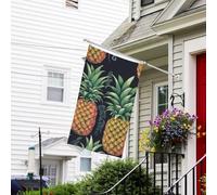 Bannière de drapeau double face résistante à la décoloration pour l'extérieur - Drapeau de bienvenue - Ananas - Bannière de vœux personnalisée pour fête maison