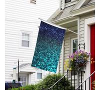 Bannière de drapeau double face résistante à la décoloration pour l'extérieur, drapeau de bienvenue bleu sarcelle à paillettes, bannière de vœux personnalisée pour fête maison