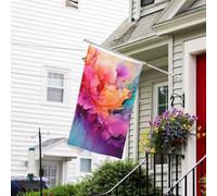Bannière de drapeau double face résistante à la décoloration pour l'extérieur, drapeau de bienvenue coloré, peinture à l'aquarelle, bannière de vœux personnalisée pour maison de fête
