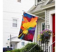 Bannière de drapeau double face résistante à la décoloration pour l'extérieur, drapeau de bienvenue coloré, éclaboussures de peinture, bannière de vœux, drapeau de vacances personnalisé pour maison de
