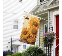 Bannière de drapeau double face résistante à la décoloration pour l'extérieur, drapeau de bienvenue d'abeilles et tournesols, bannière de vœux personnalisée pour maison de fête