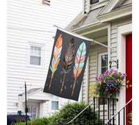 Bannière de drapeau double face résistante à la décoloration pour l'extérieur, drapeau de bienvenue de cour, flèches à plumes, bannière de vœux personnalisée pour fête maison