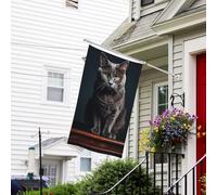 Bannière de drapeau double face résistante à la décoloration pour l'extérieur, drapeau de bienvenue de cour, drapeau de chat sur table, bannière de vœux personnalisée pour fête maison