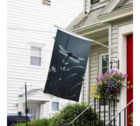 Bannière de drapeau double face résistante à la décoloration pour l'extérieur, drapeau de bienvenue de cour, silhouette de libellule, bannière de vœux personnalisée pour fête maison
