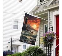 Bannière de drapeau double face résistante à la décoloration pour l'extérieur, drapeau de bienvenue de cour, phare, bannière de vœux personnalisée pour fête maison