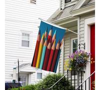 Bannière de drapeau double face résistante à la décoloration pour l'extérieur, drapeau de bienvenue de cour, crayons de couleurs vives, bannière de vœux personnalisée pour maison de fête