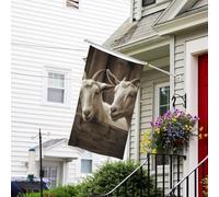 Bannière de drapeau double face résistante à la décoloration pour l'extérieur, drapeau de bienvenue de cour, bannière de vœux de chèvre blanche, drapeau de vacances personnalisé pour maison de fête