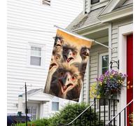 Bannière de drapeau double face résistante à la décoloration pour l'extérieur, drapeau de bienvenue de cour, un troupeau d'autruches, bannière de vœux personnalisée pour fête maison