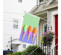 Bannière de drapeau double face résistante à la décoloration pour l'extérieur, drapeau de bienvenue de cour, drapeau de bienvenue arc-en-ciel dégradé de crème glacée, bannière de vœux personnalisée