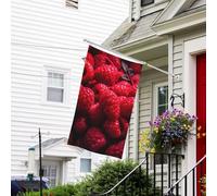 Bannière de drapeau double face résistante à la décoloration pour l'extérieur, drapeau de bienvenue de cour, tas de framboises, bannière de vœux personnalisée pour fête maison