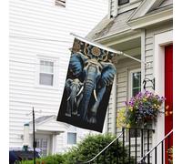 Bannière de drapeau double face résistante à la décoloration pour l'extérieur, drapeau de bienvenue de cour, deux éléphants, bannière de vœux personnalisée pour fête maison