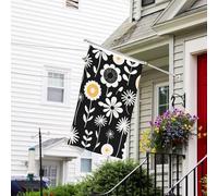 Bannière de drapeau double face résistante à la décoloration pour l'extérieur, drapeau de bienvenue de cour, simple traits de fleurs, bannière de vœux personnalisée pour fête maison