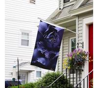 Bannière de drapeau double face résistante à la décoloration pour l'extérieur, drapeau de bienvenue de cour, drapeau de bienvenue à texture florale violette, bannière de vœux personnalisée pour fête