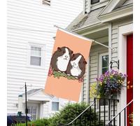 Bannière de drapeau double face résistante à la décoloration pour l'extérieur - Drapeau de bienvenue - Deux cochons d'Inde à suspendre - Bannière de vœux personnalisée pour fête maison