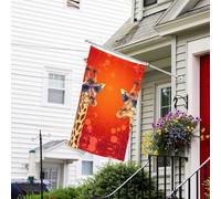 Bannière de drapeau double face résistante à la décoloration pour l'extérieur, drapeau de bienvenue de cour, girafe portant des lunettes de soleil, bannière de vœux personnalisée pour fête maison