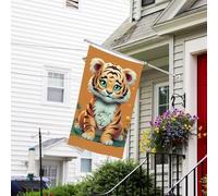 Bannière de drapeau double face résistante à la décoloration pour l'extérieur, drapeau de bienvenue de cour année du tigre drôle bannière de vœux personnalisée pour fête maison