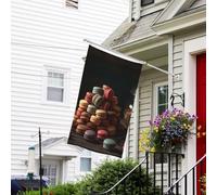 Bannière de drapeau double face résistante à la décoloration pour l'extérieur, drapeau de bienvenue de cour, macarons de différentes couleurs, bannière de vœux personnalisée pour maison de fête