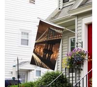 Bannière de drapeau double face résistante à la décoloration pour l'extérieur, drapeau de bienvenue de New York, pont de Manhattan, bannière de vœux personnalisée pour fête maison