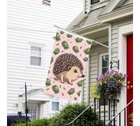 Bannière de drapeau double face résistante à la décoloration pour l'extérieur, drapeau de bienvenue de cour, drapeau de dessin animé hérisson, bannière de vœux personnalisée pour fête maison
