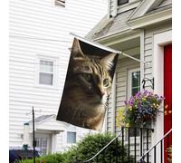 Bannière de drapeau double face résistante à la décoloration pour l'extérieur, drapeau de bienvenue de cour, drapeau de bienvenue chat tigré, bannière de vœux personnalisée pour fête maison