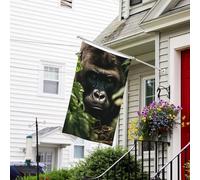 Bannière de drapeau double face résistante à la décoloration pour l'extérieur, drapeau de bienvenue de cour, bannière de vœux de paysage gorille, drapeau de vacances personnalisé pour maison de fête