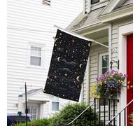 Bannière de drapeau double face résistante à la décoloration pour l'extérieur, drapeau de bienvenue, drapeau d'étoiles et de lune, bannière de vœux personnalisée pour fête maison