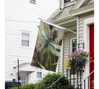 Bannière de drapeau double face résistante à la décoloration pour l'extérieur, drapeau de bienvenue, drapeau de bienvenue dansant, libellule, bannière de vœux personnalisée pour fête maison