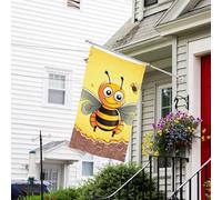 Bannière de drapeau double face résistante à la décoloration pour l'extérieur - Drapeau de bienvenue - Drapeau d'abeille sur la place - Drapeau de vacances personnalisé pour maison de fête