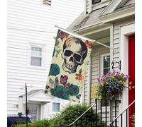 Bannière de drapeau double face résistante à la décoloration pour l'extérieur, drapeau de bienvenue, drapeau de cour, tête de mort, fleur, bannière de vœux personnalisée pour fête maison