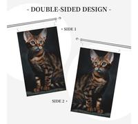 Bannière de drapeau double face résistante à la décoloration pour l'extérieur, drapeau de bienvenue du Bengale, chat du Bengale, bannière de vœux personnalisée pour fête maison