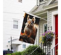 Bannière de drapeau double face résistante à la décoloration pour l'extérieur, drapeau de bienvenue écureuil dans les bois, bannière de vœux personnalisée pour fête maison