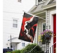 Bannière de drapeau double face résistante à la décoloration pour l'extérieur, drapeau de bienvenue en marbre noir et rouge, bannière de vœux personnalisée pour fête maison
