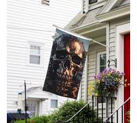 Bannière de drapeau double face résistante à la décoloration pour l'extérieur, drapeau de bienvenue en métal avec tête de mort, bannière de vœux personnalisée pour fête maison