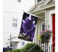 Bannière de drapeau double face résistante à la décoloration pour l'extérieur - Drapeau de bienvenue en améthyste violette - Drapeau de vœux personnalisé pour maison de fête