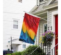 Bannière de drapeau double face résistante à la décoloration pour l'extérieur, drapeau de bienvenue fantastique en plumes de perroquet, bannière de vœux personnalisée pour fête maison
