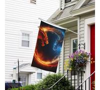 Bannière de drapeau double face résistante à la décoloration pour l'extérieur, drapeau de bienvenue, feu et dragons de glace, bannière de vœux personnalisée pour fête maison