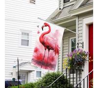 Bannière de drapeau double face résistante à la décoloration pour l'extérieur, drapeau de bienvenue flamant rose, bannière de vœux personnalisée pour maison de fête