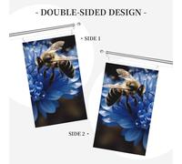 Bannière de drapeau double face résistante à la décoloration pour l'extérieur - Drapeau de bienvenue - Fleur bleue - Bannière de vœux personnalisée pour fête maison