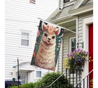 Bannière de drapeau double face résistante à la décoloration pour l'extérieur, drapeau de bienvenue, fleur d'alpaga, bannière de vœux personnalisée pour fête maison