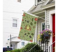Bannière de drapeau double face résistante à la décoloration pour l'extérieur, drapeau de bienvenue grenouilles et champignons, bannière de vœux personnalisée pour maison de fête