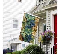 Bannière de drapeau double face résistante à la décoloration pour l'extérieur - Drapeau de bienvenue imprimé léopard - Bannière de vœux personnalisée pour fête maison