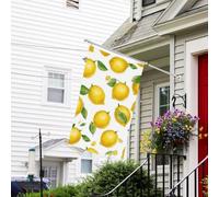 Bannière de drapeau double face résistante à la décoloration pour l'extérieur, drapeau de bienvenue jaune citron bannière de vœux personnalisée pour maison de fête