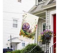 Bannière de drapeau double face résistante à la décoloration pour l'extérieur - Drapeau de bienvenue - Joli escargot - Bannière de vœux personnalisée pour fête maison
