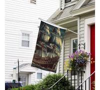 Bannière de drapeau double face résistante à la décoloration pour l'extérieur, drapeau de bienvenue nautique vintage voile, bateau de pirate, bannière de vœux personnalisée pour fête maison